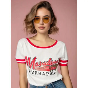 NWT‎ NCAA Women's Size Small Maryland Terrapins White Short Sleeve T-Shirt